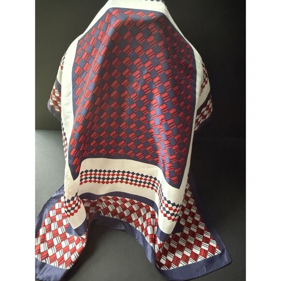 Vtg. Scarf Square Geometric 24” Color Block Career Multi-functional Art Deco MCM - Picture 3 of 5